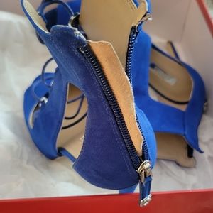 Guess open toe heels, blue 8.5